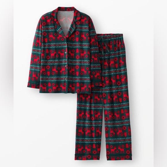 Hannah Andersson Mens Christmas pj set Dear Deer on Green